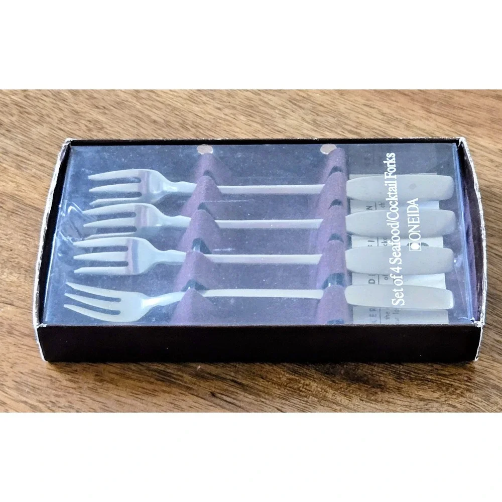 Vintage Oneida Paul Revere Set Of (4) Stainless Steel Seafood/Cocktail Forks